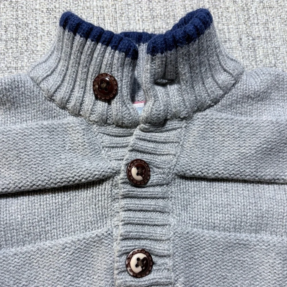 Janie and Jack Boys Textured Henley Sweater Gray Preppy Knit 12-18 Months💚